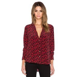 Equipment Endless Heart Adalyn Button Up Top Silk Cherry Red Size XS